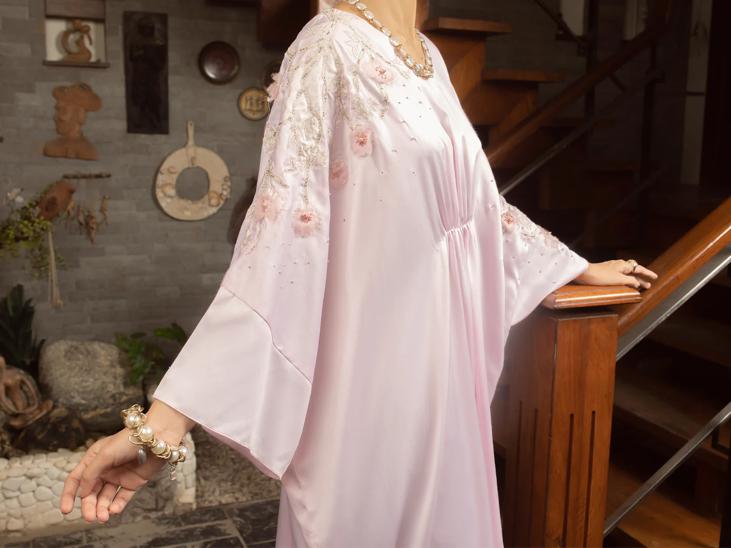Pink Satin 2 Piece Formal Stitched - AL-2PS-LS-365 - Image 3