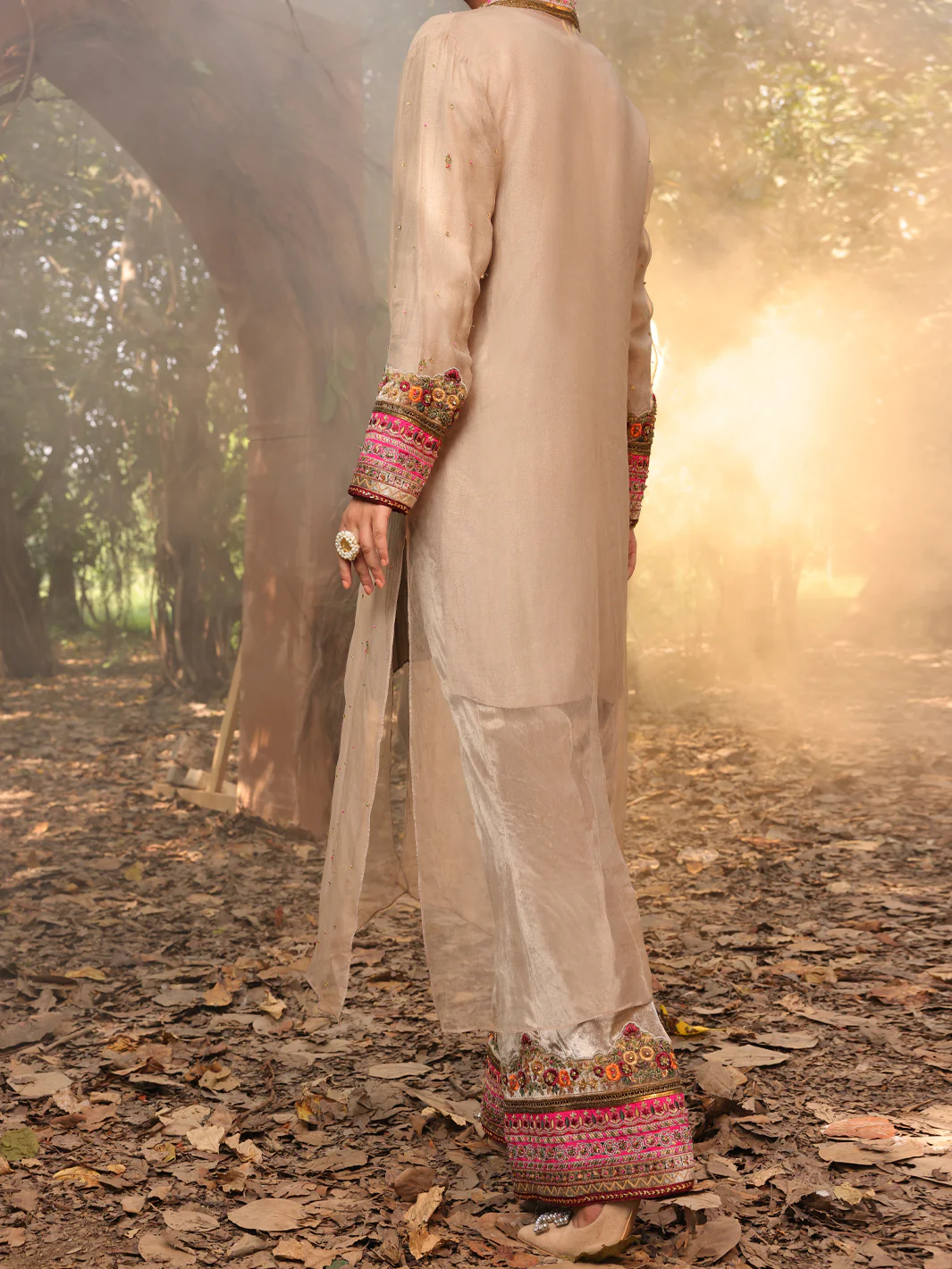 Beige Organza 2 Piece Formal Stitched - AL-2PS-LS-386 - Image 2