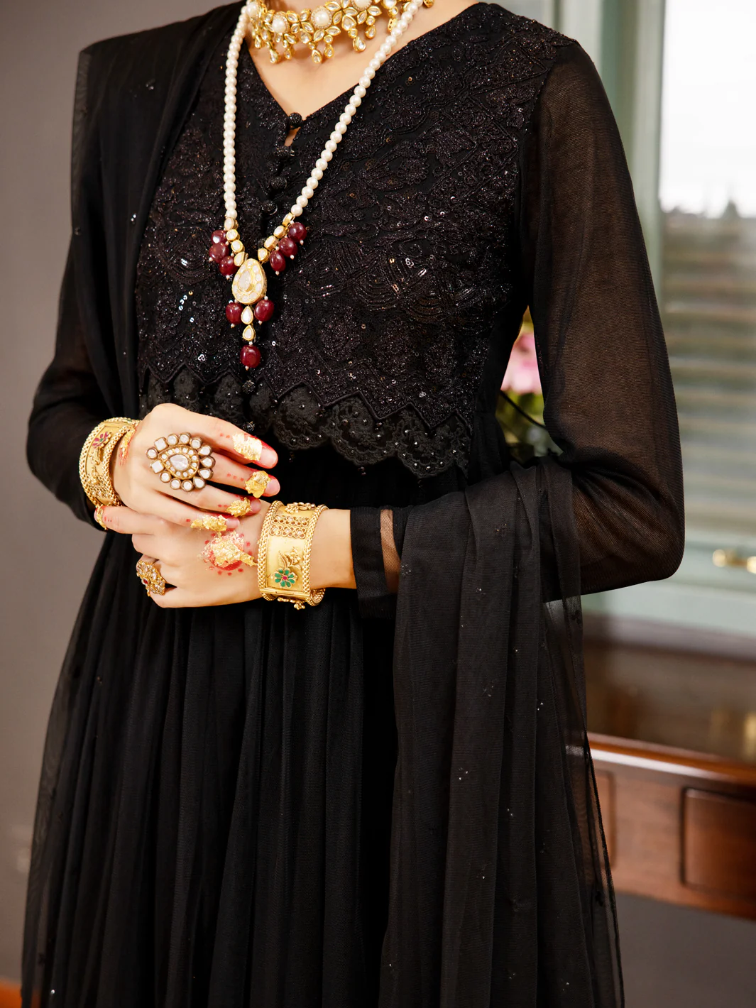 Black Poly-Net 3 Piece Formal Stitched - AL-3PS-LS-375 - Image 3