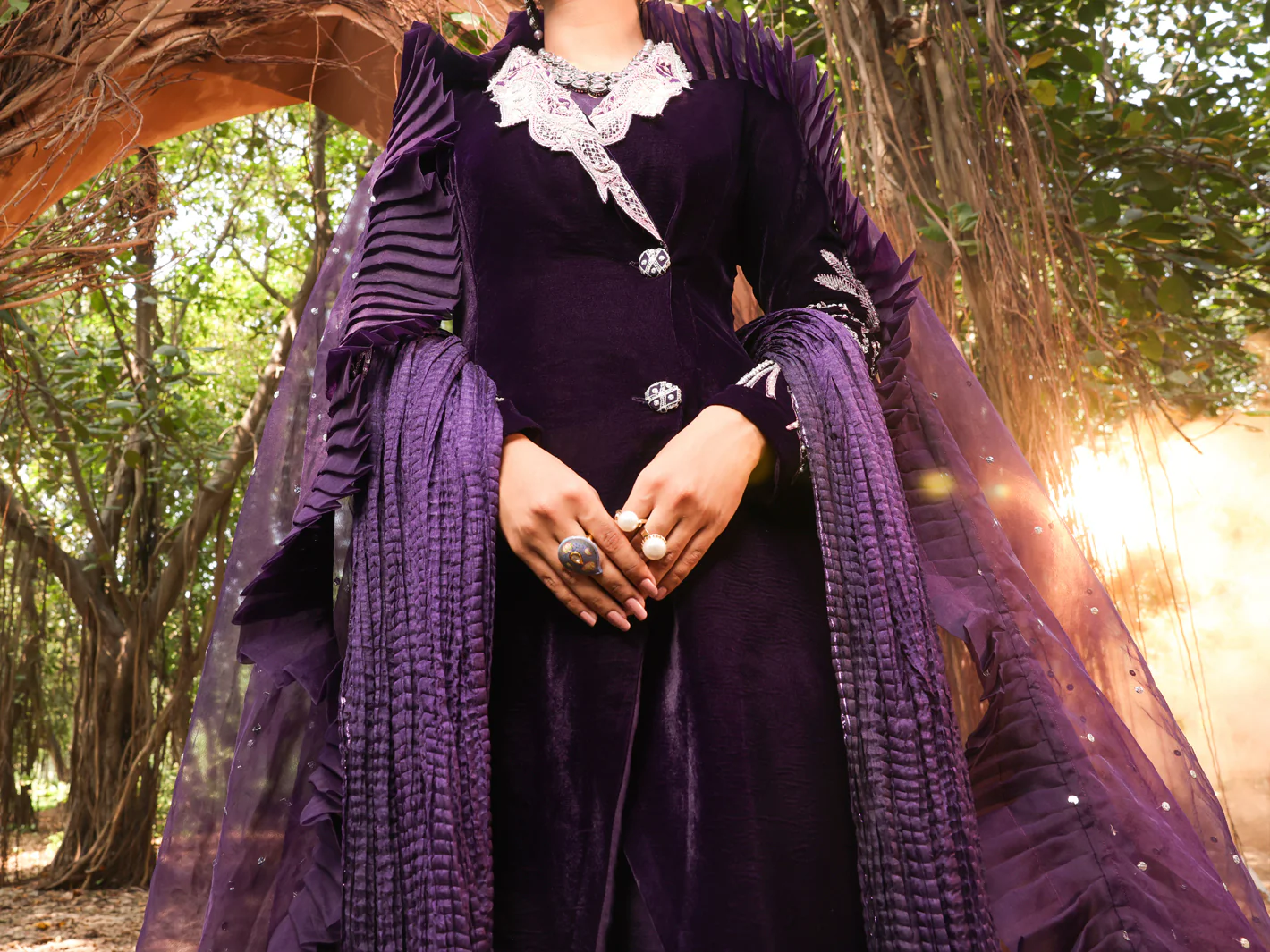 Purple Velvet 3 Piece Formal Stitched - AL-3PS-LS-387 - Image 3