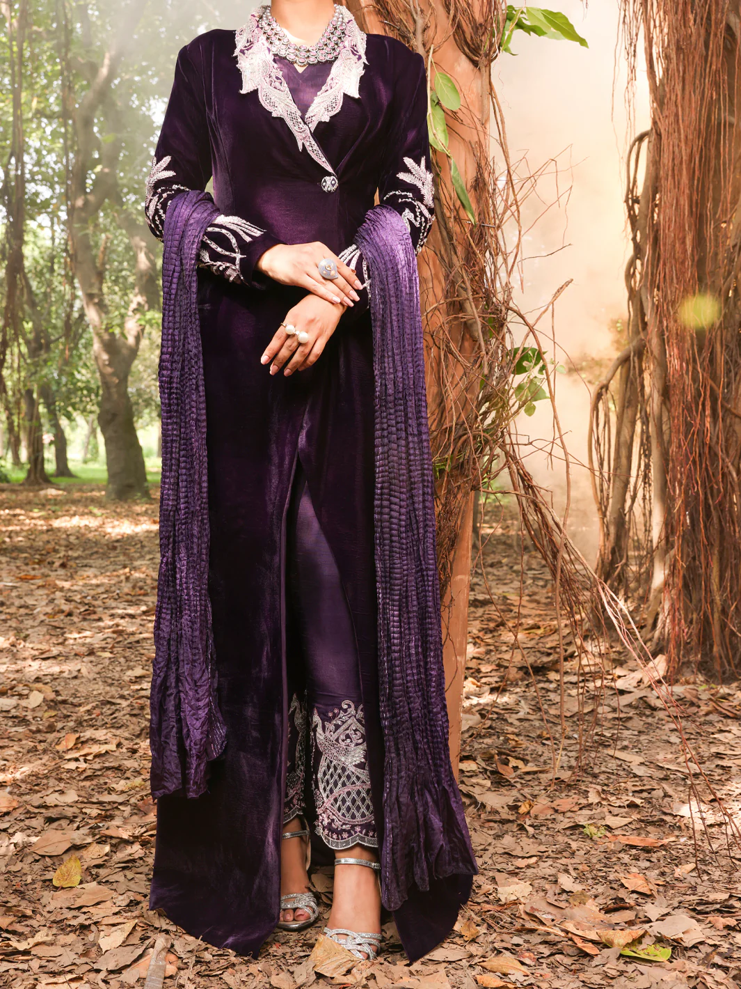 Purple Velvet 3 Piece Formal Stitched - AL-3PS-LS-387 - Image 4