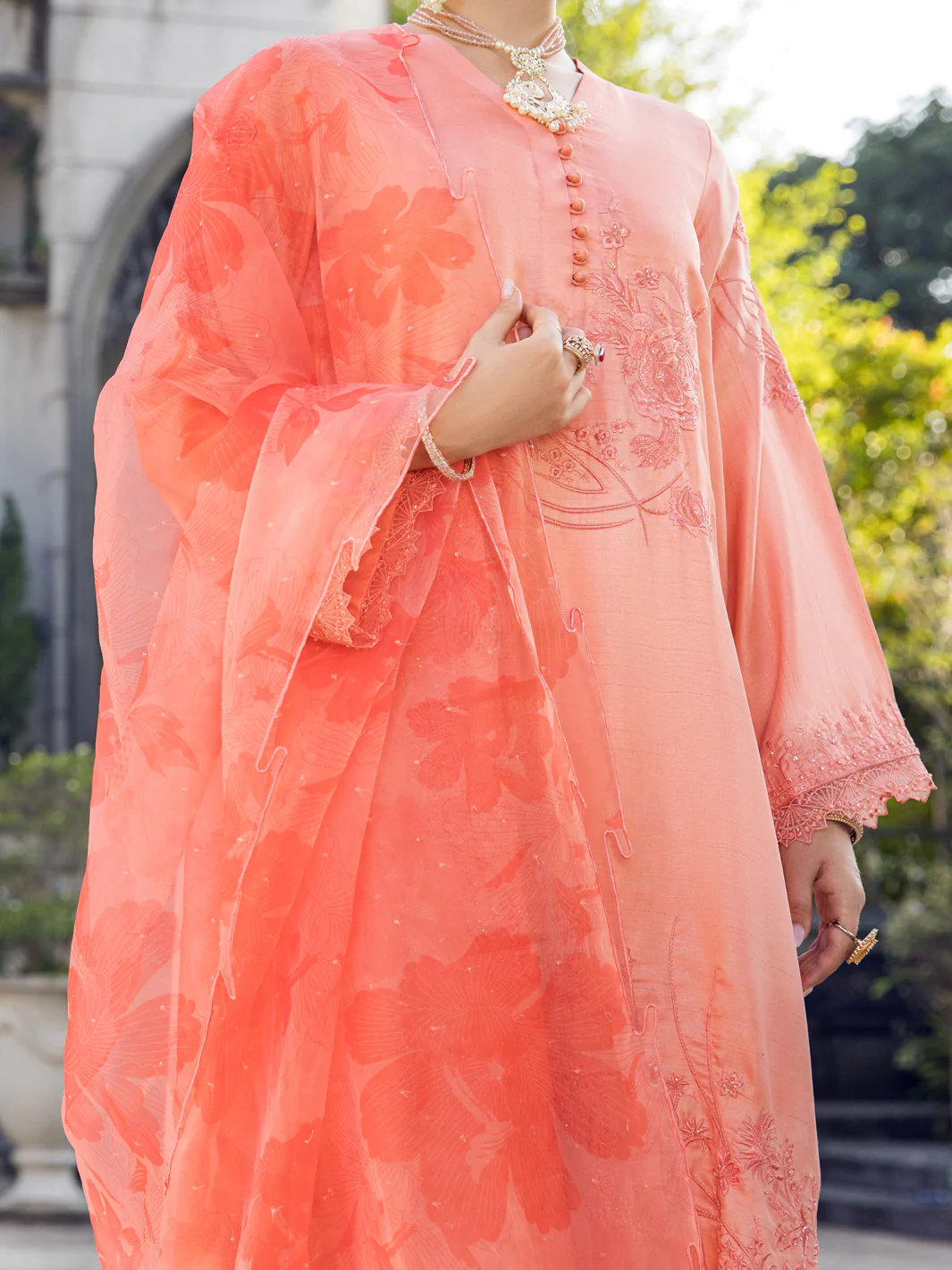 Peach Raw Silk 3 Piece Formal Stitched - AL-3PS-LS-397 - Image 3