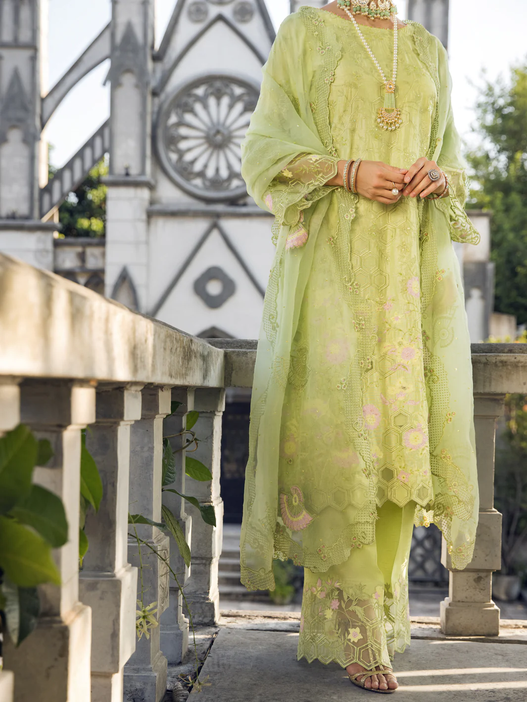 Pista Green Raw Silk 3 Piece Formal Stitched - AL-3PS-LS-401