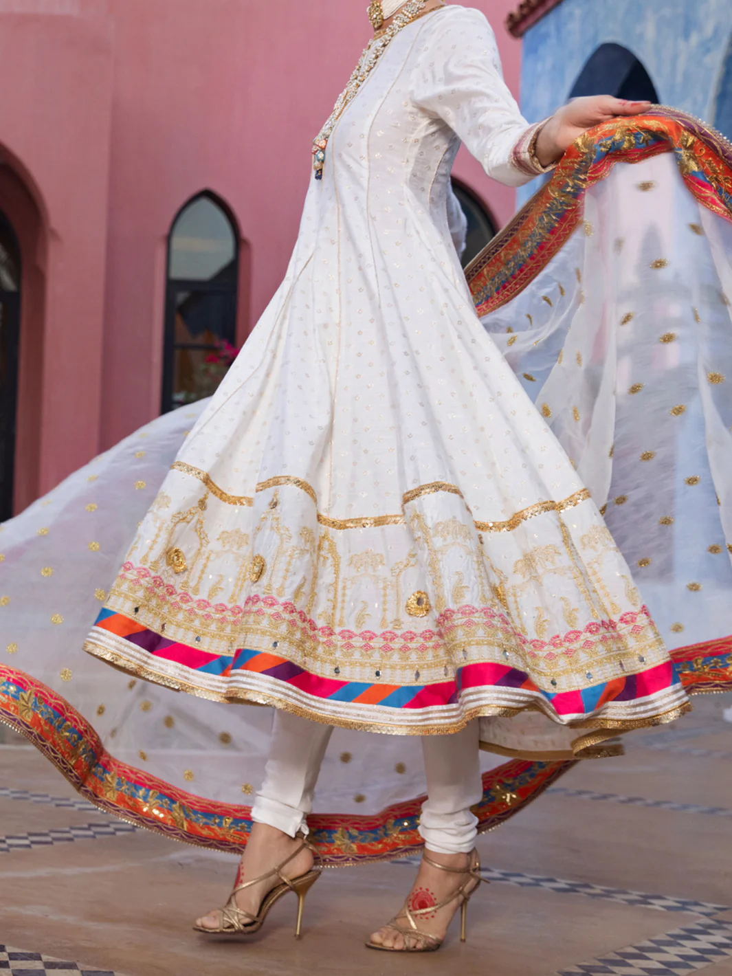 Off White Golden Booti 3 Piece Formal Stitched - AL-3PS-LS-406 - Image 2