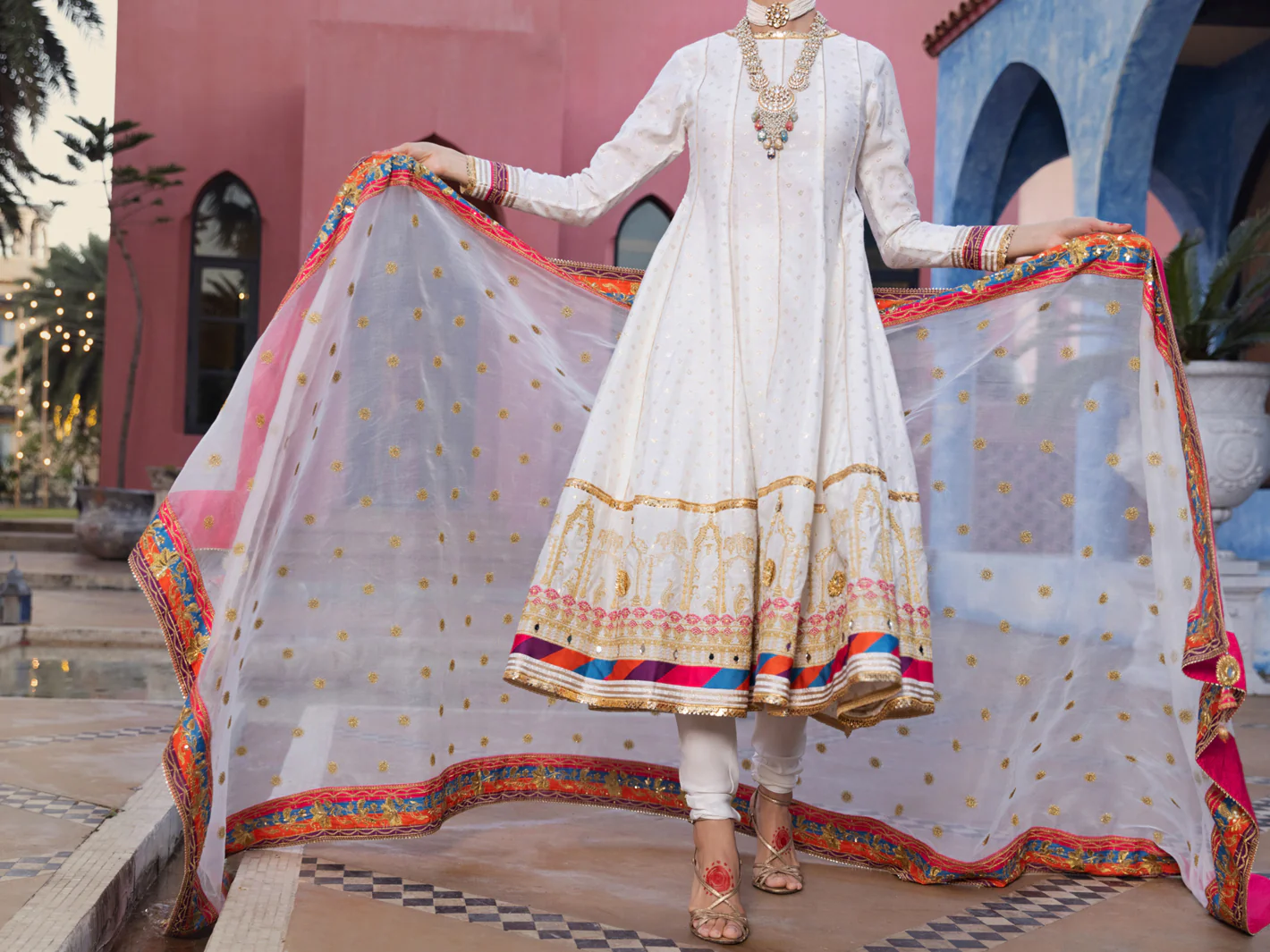 Off White Golden Booti 3 Piece Formal Stitched - AL-3PS-LS-406 - Image 5
