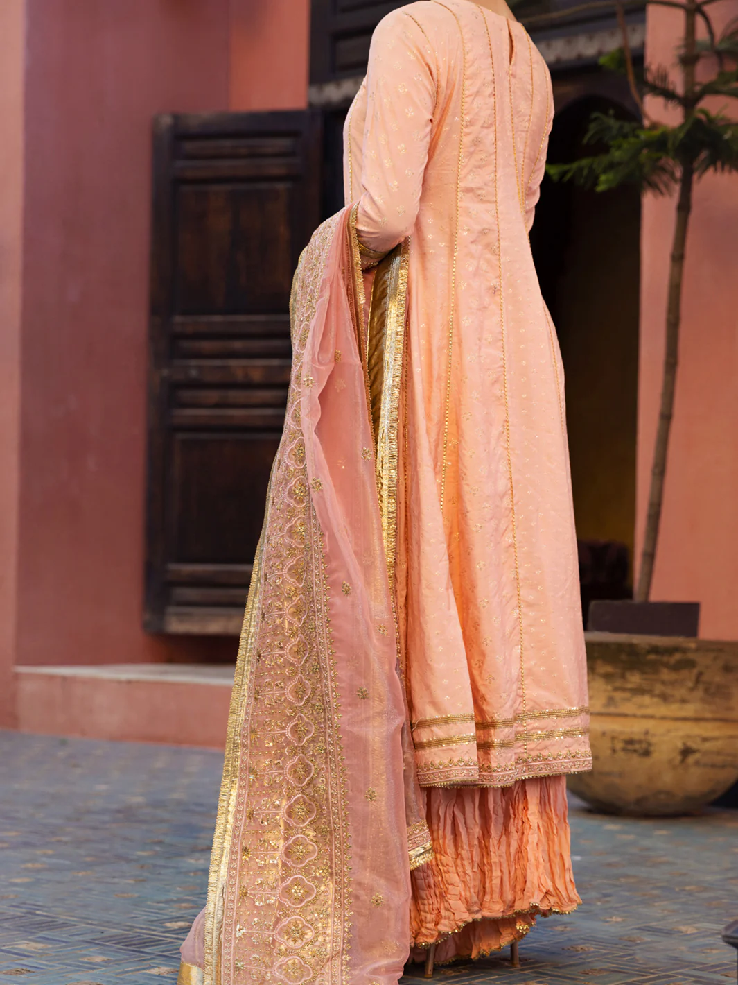 Peach Golden Booti 3 Piece Formal Stitched - AL-3PS-LS-407 - Image 2
