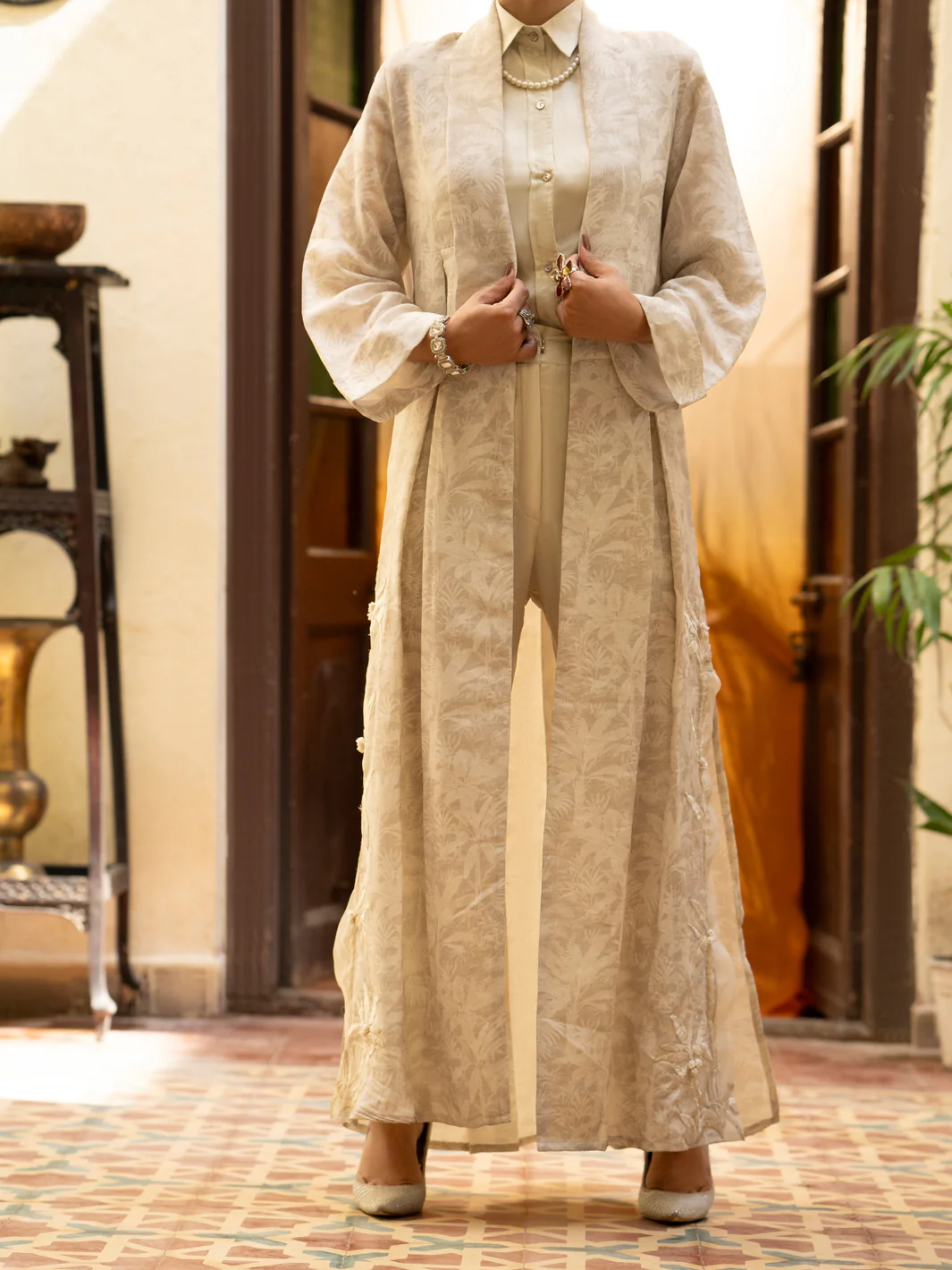 Cream Linen Formal 3Pc Stitched - AL-3PS-LS-417 - Image 3