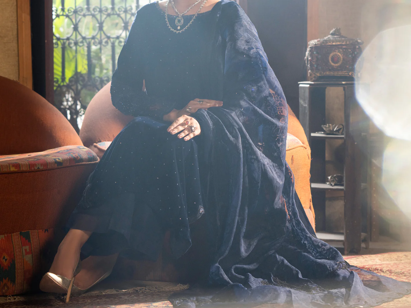 Dark Blue Velvet 3Pc Formal Stitched - AL-3PS-LS-444 - Image 3