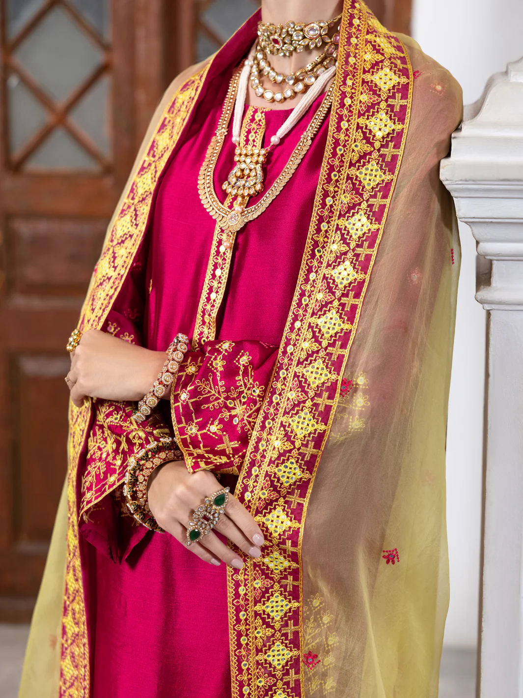 Fuchsia Sheesha Silk Formal 3 Piece Stitched - AL-3PS-LS-461 - Image 3