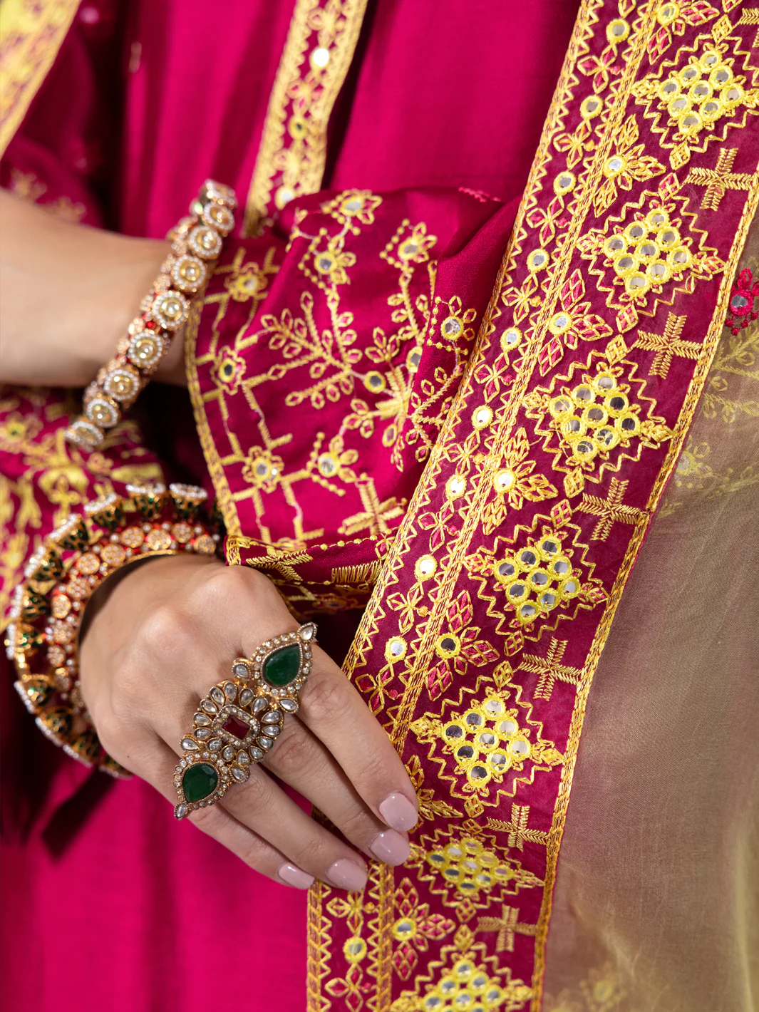 Fuchsia Sheesha Silk Formal 3 Piece Stitched - AL-3PS-LS-461 - Image 5