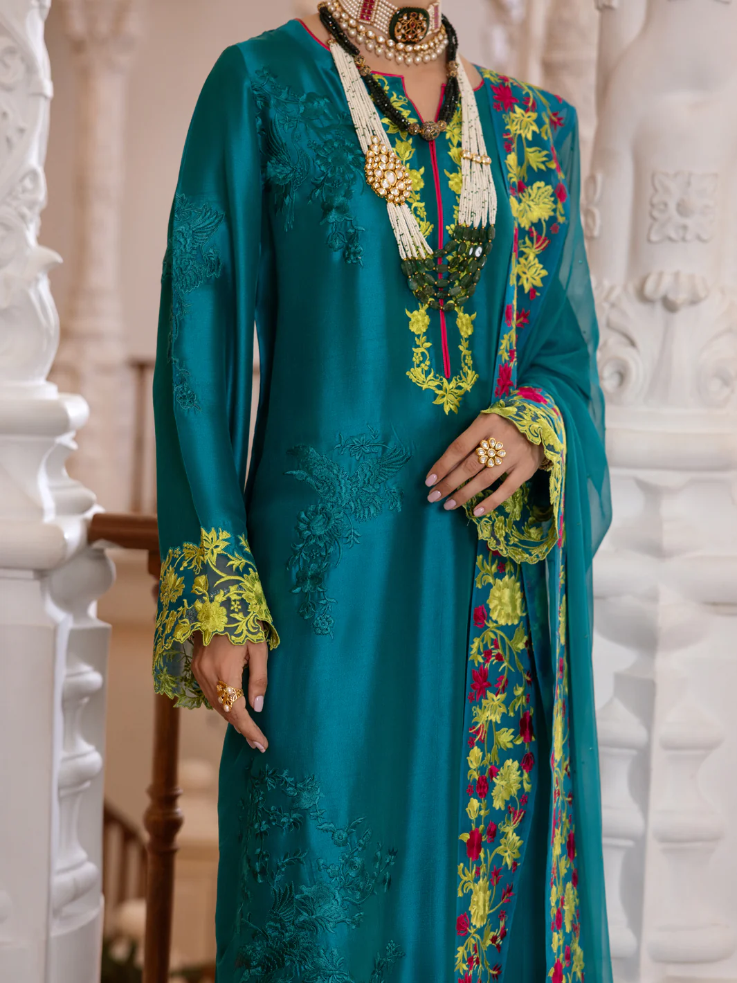 Sea Green Sheesha Silk Formal 3 Piece Stitched - AL-3PS-LS-462 - Image 3