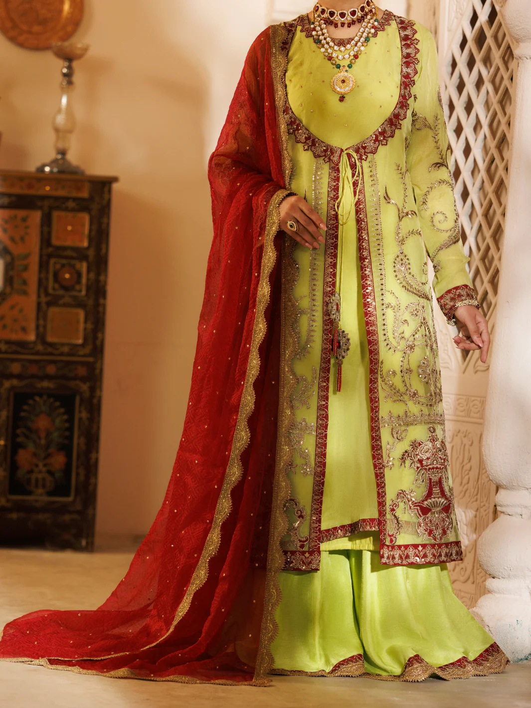 Green Light Organza Formal 3Pc Stitched - AL-3PS-LS-482 - Image 3