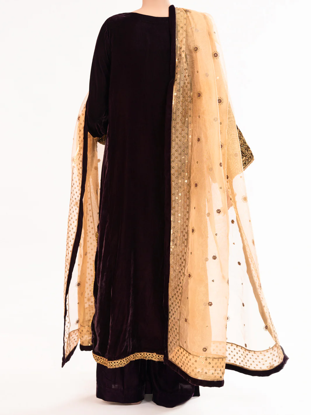 Maroon Velvet Formal 3Pc Stitched - AL-3PS-LS-560 - Image 5