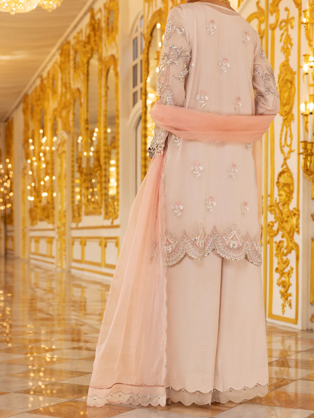 Light Pink Organza 3 Piece Formal Unstitched - AL-3PS-LS-UN-358 - Image 2