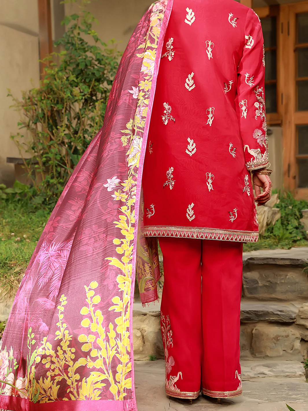 Fuchsia Organza 3 Piece Formal Unstitched - AL-3PS-LS-UN-376 - Image 2