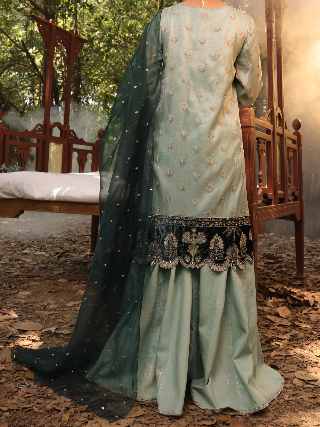 Ice Blue Net 3 Piece Formal Unstitched - AL-3PS-LS-UN-392 - Image 2