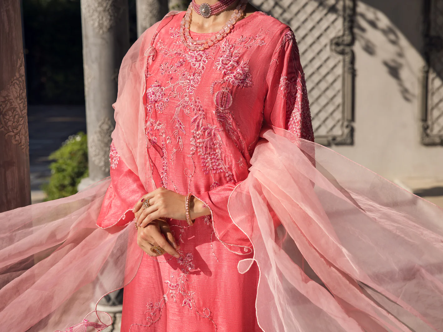 Pink Dola Silk 3 Piece Formal Unstitched - AL-3PS-LS-UN-400 - Image 4
