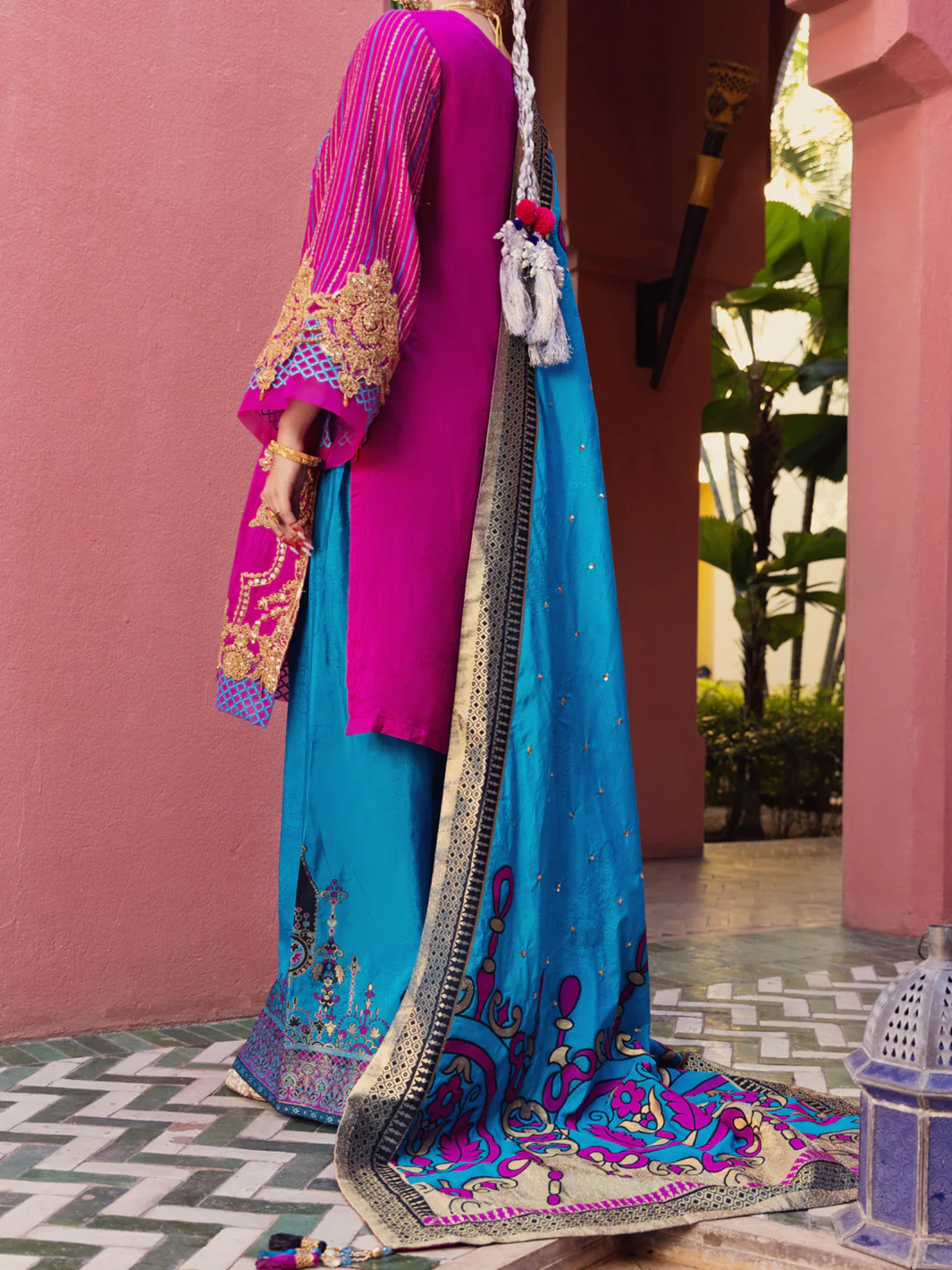 Pink Raw Silk 3 Piece Formal Unstitched - AL-3PS-LS-UN-410 - Image 2