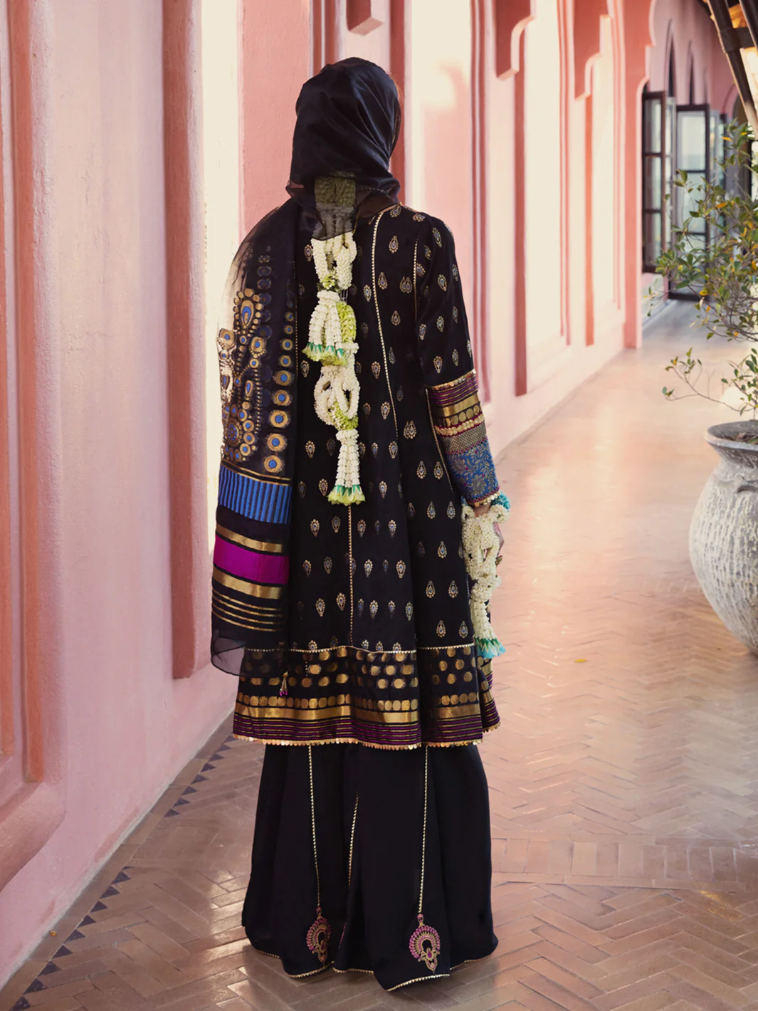 Black Yarn-Dyed Jacquard 3 Piece Formal Unstitched - AL-3PS-LS-UN-411 - Image 2