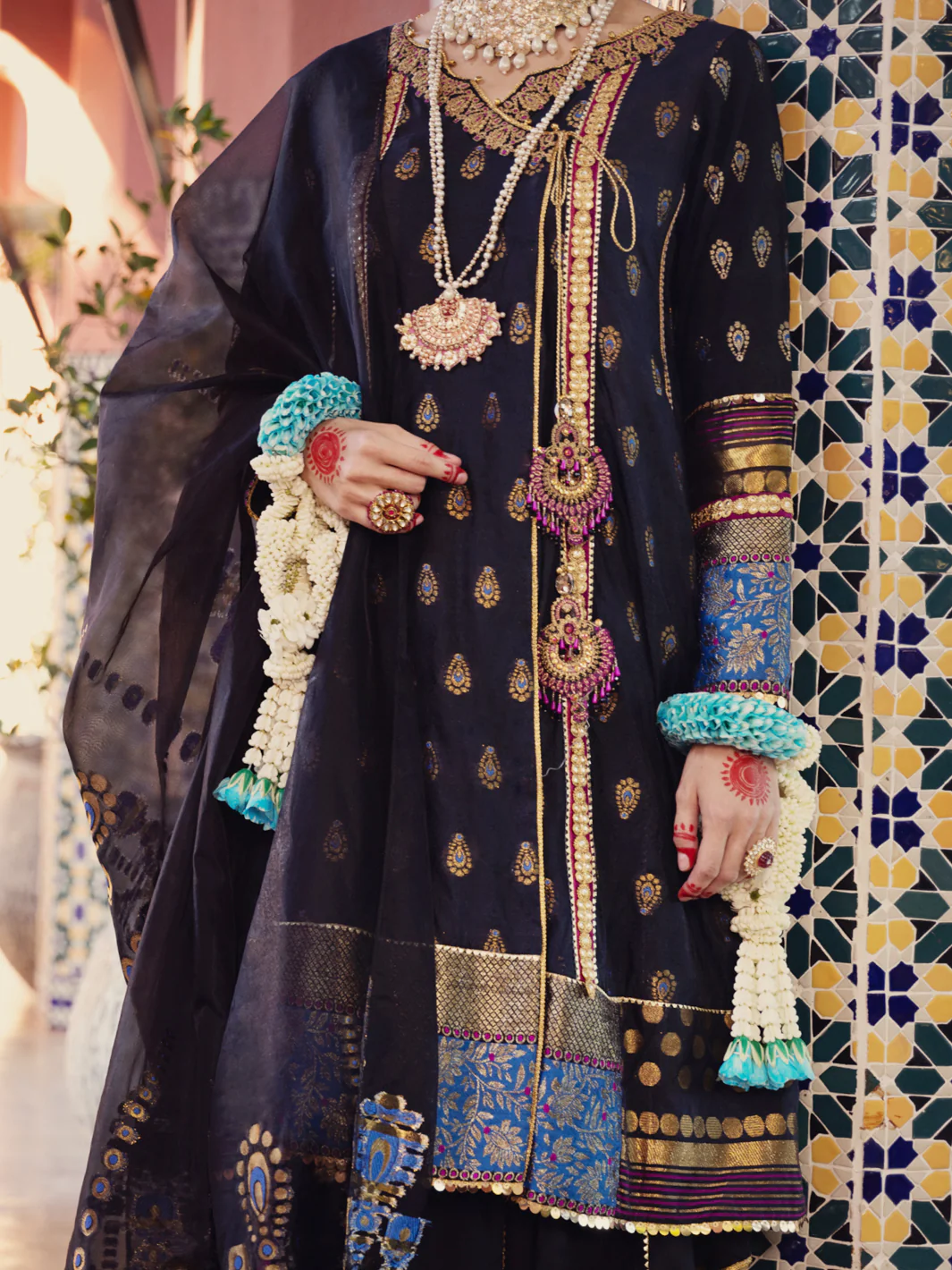 Black Yarn-Dyed Jacquard 3 Piece Formal Unstitched - AL-3PS-LS-UN-411 - Image 4
