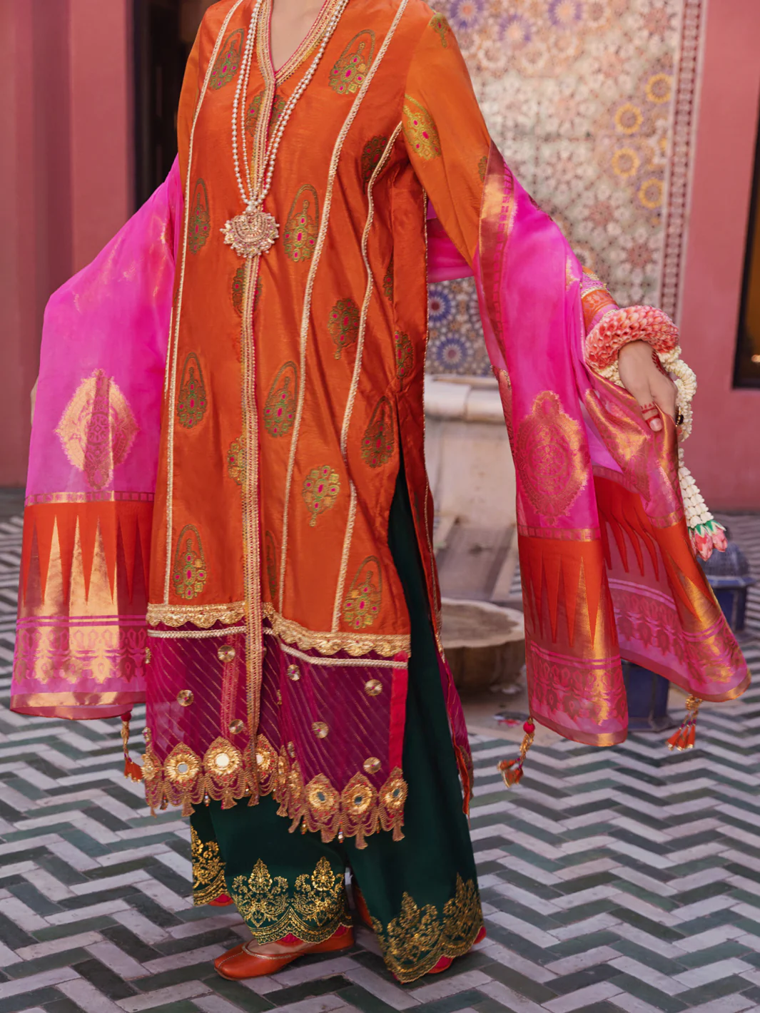 Orange Yarn-Dyed 3 Piece Formal Unstitched - AL-3PS-LS-UN-413 - Image 4
