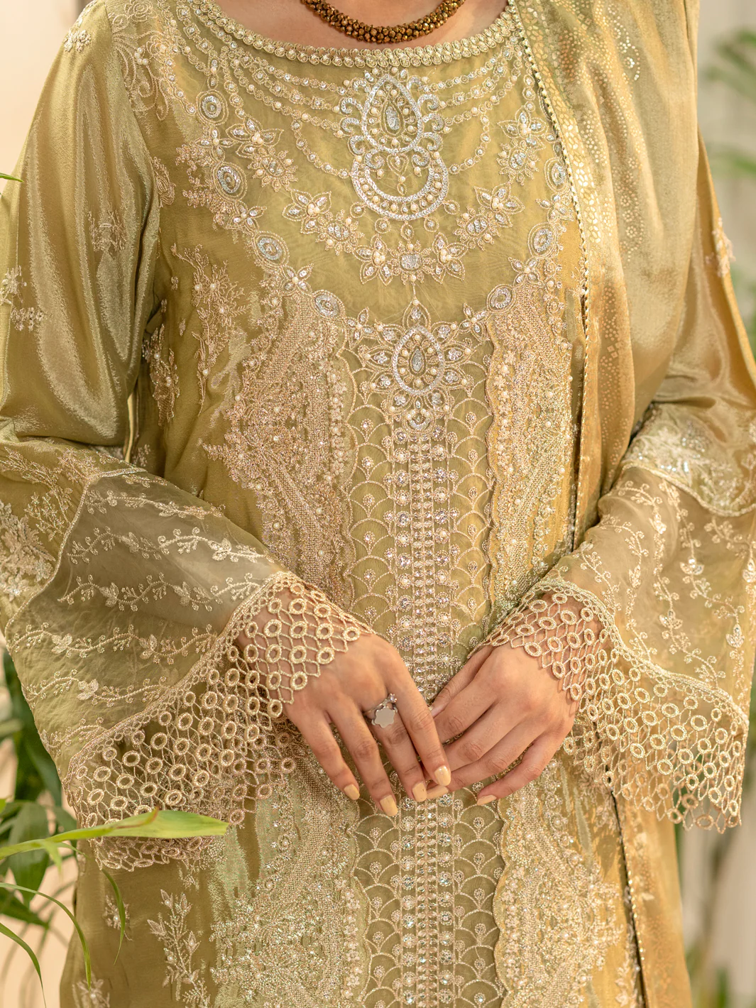 Pista Green Chiffon 3 Piece Formal Unstitched - AL-3PS-LS-UN-424 - Image 4