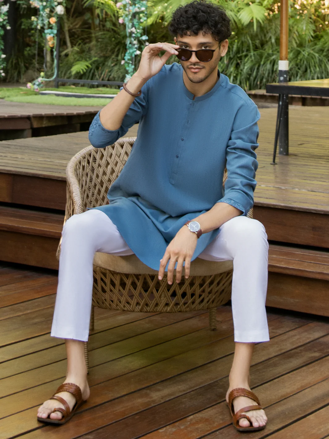 Blue Blended Kurta - AL-K-1009 - Image 4