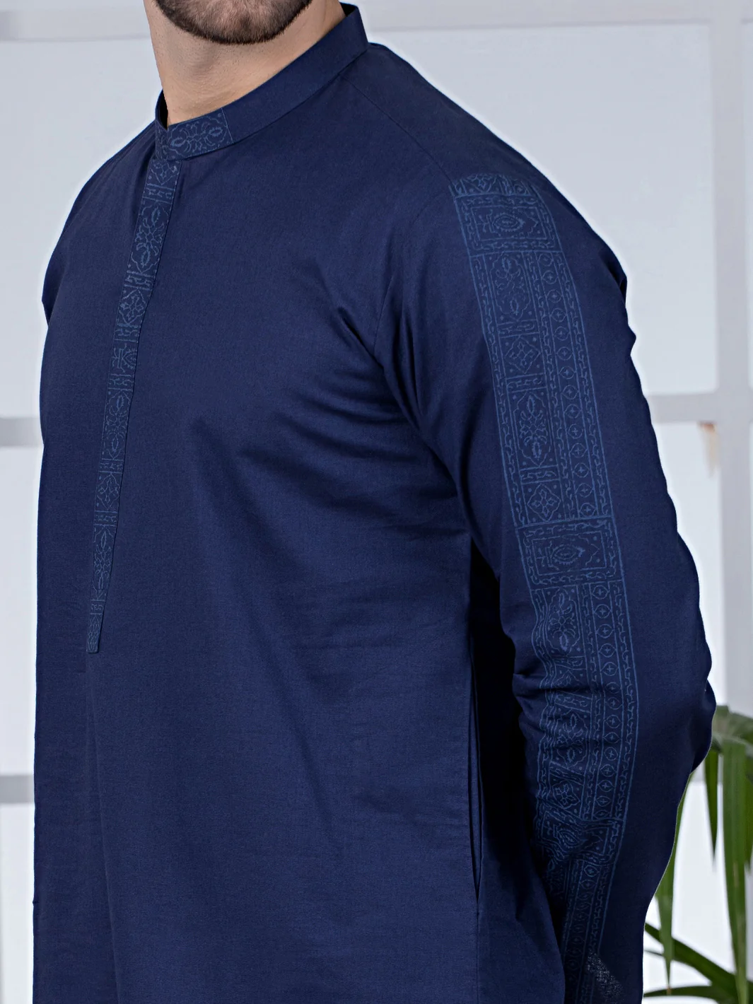 Dark Blue Cotton Kurta - AL-K-1020 - Image 6