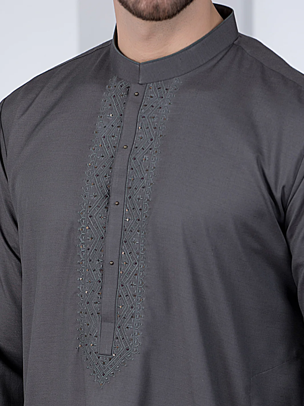 Grey Blended Kurta - AL-K-1045 - Image 2