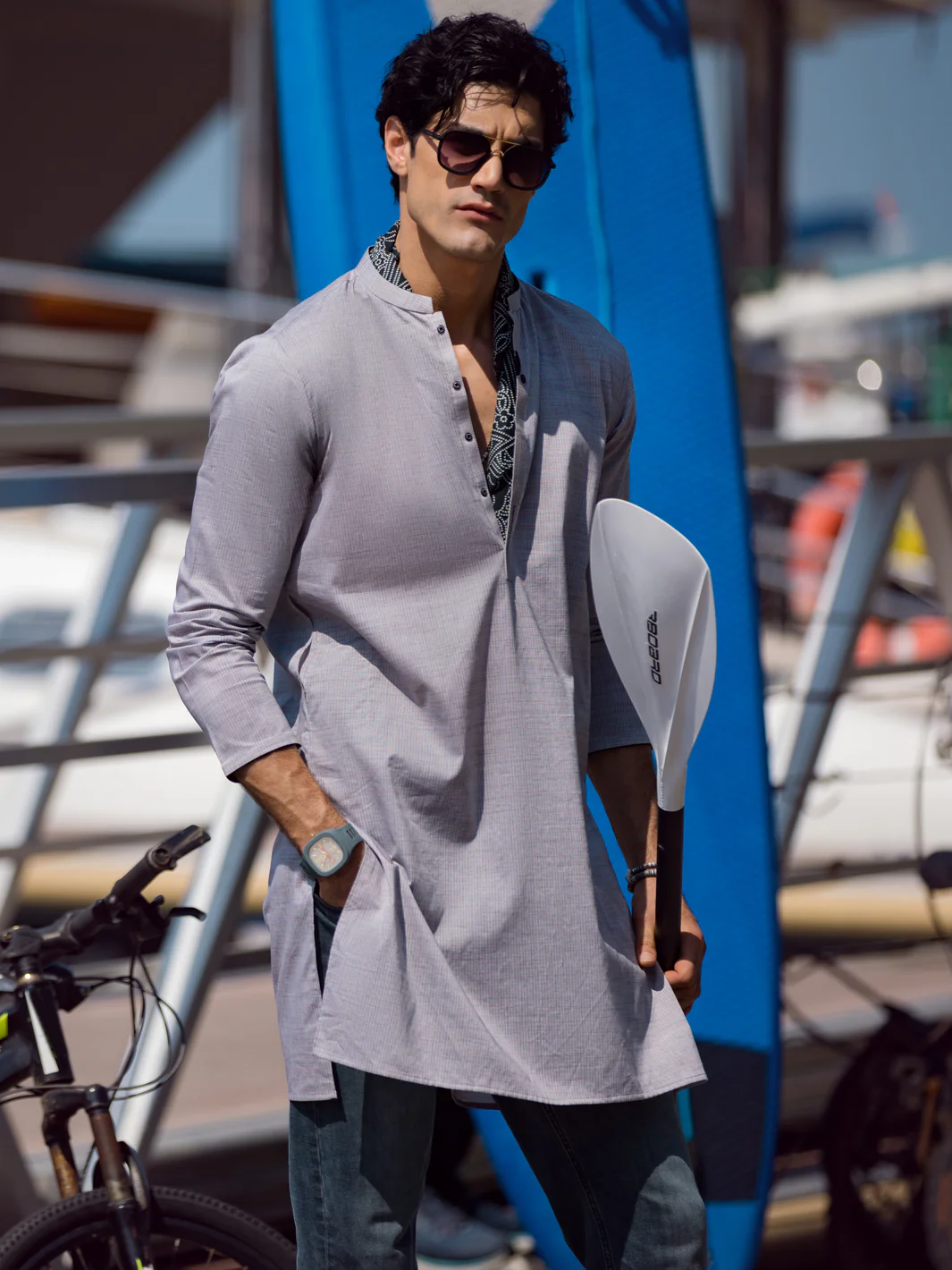 Grey Kurta - AL-K-1053 - Image 4