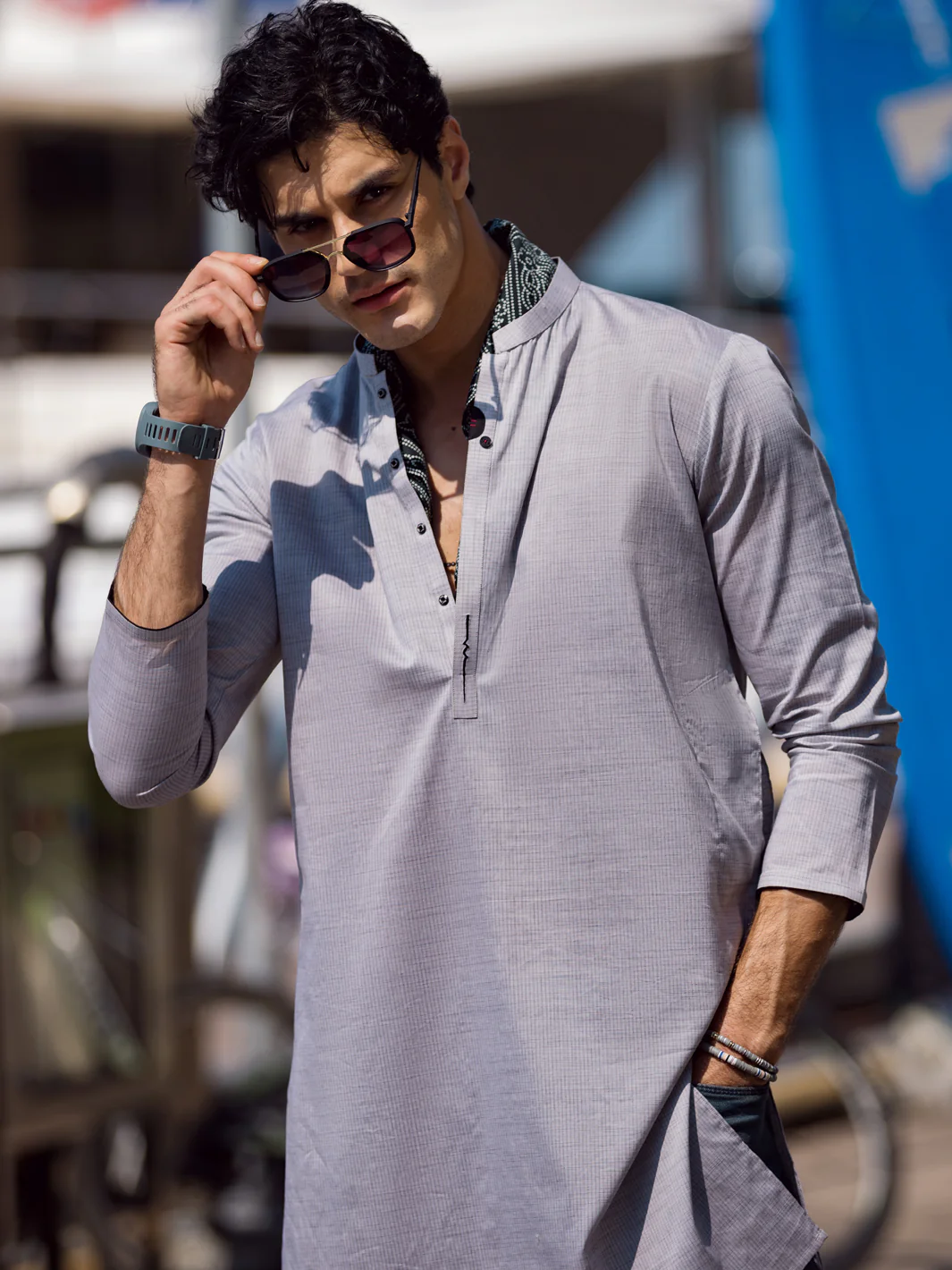 Grey Kurta - AL-K-1053 - Image 5