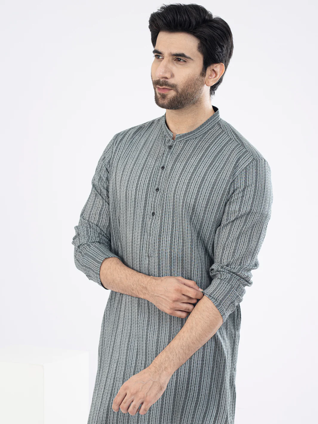 Teal Grey Kurta - AL-K-1061 - Image 4
