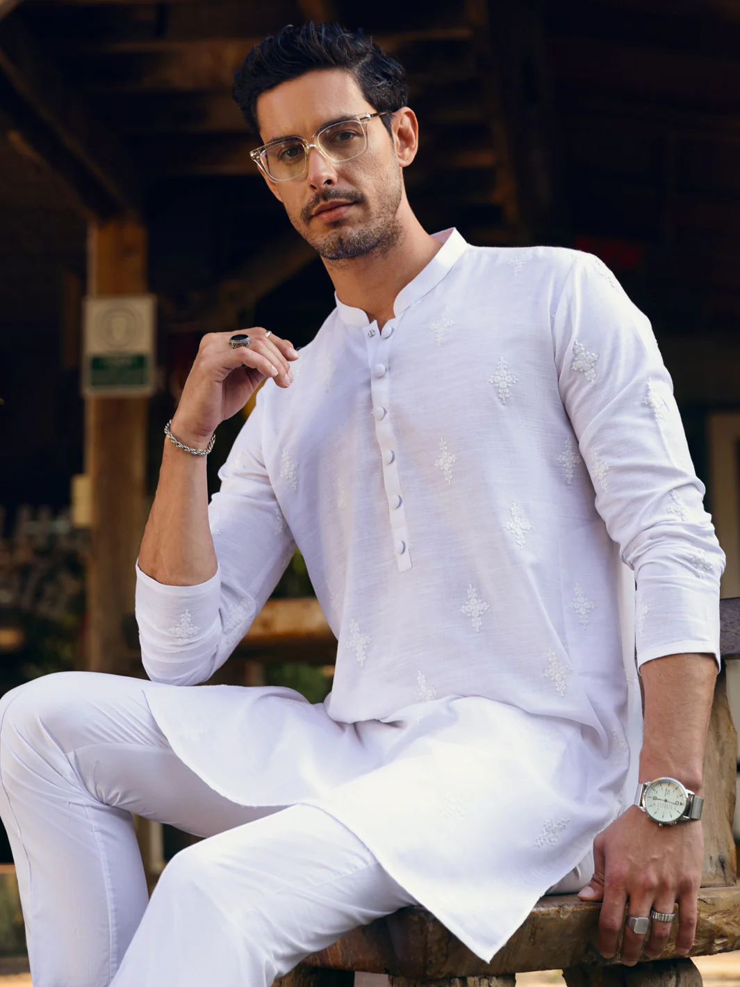 White Kurta - AL-K-1063C - Image 5