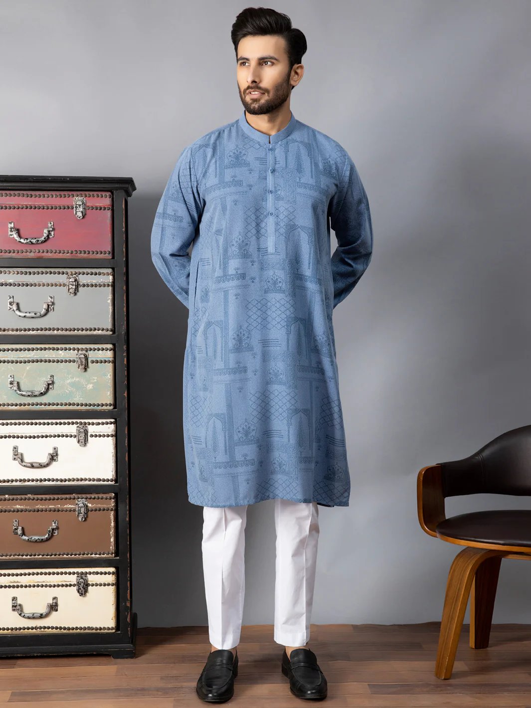 Blue Kurta - AL-K-1082