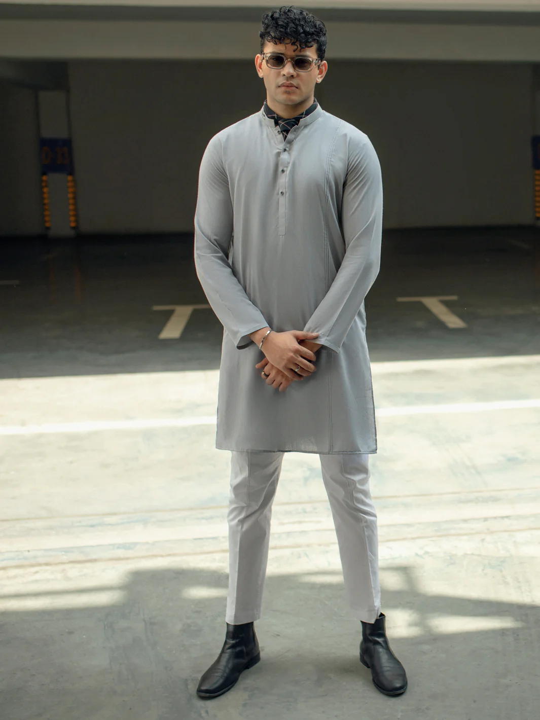 Light Grey Kurta - AL-K-1088