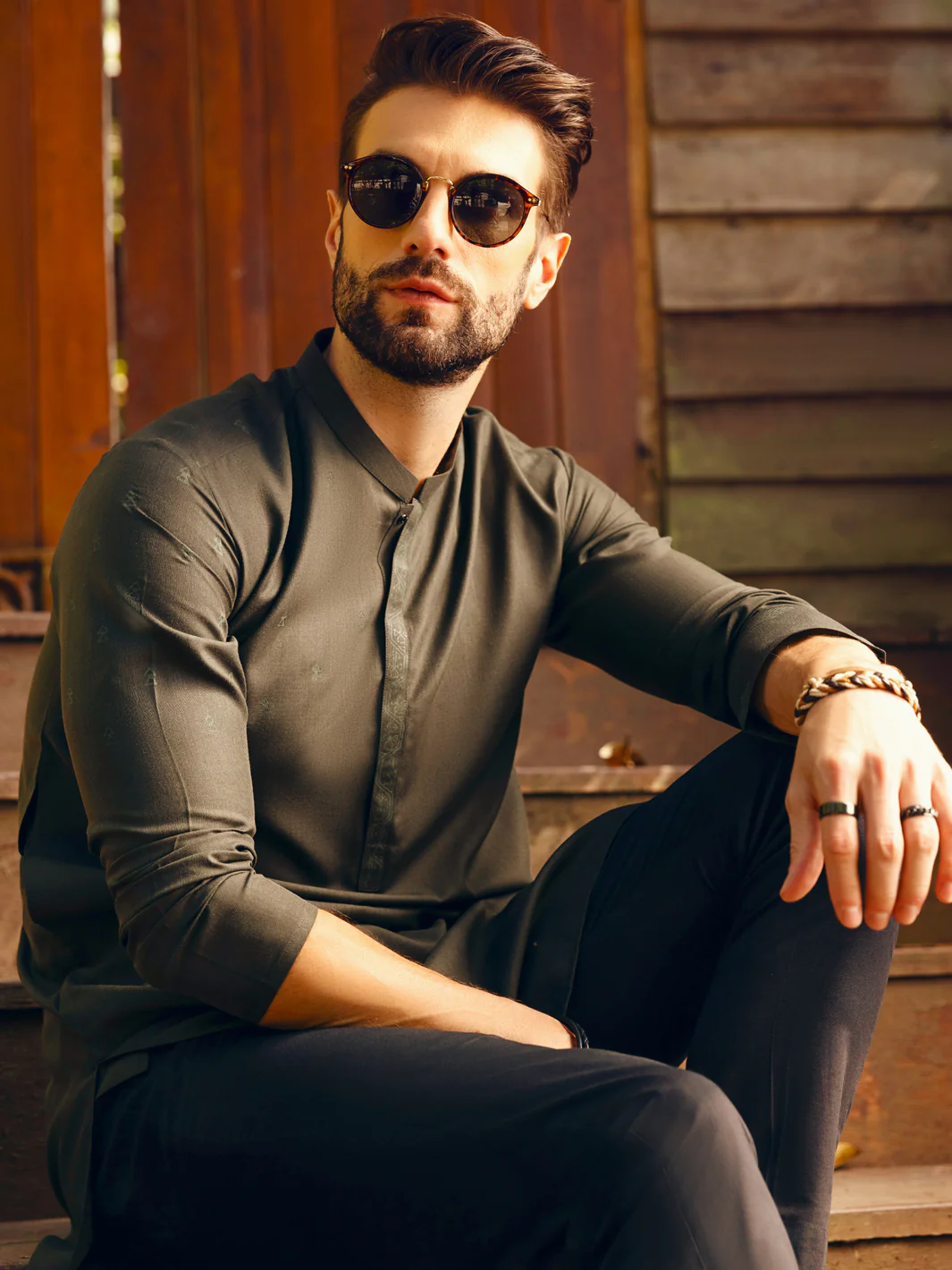 Green Kurta - AL-K-1093 - Image 2