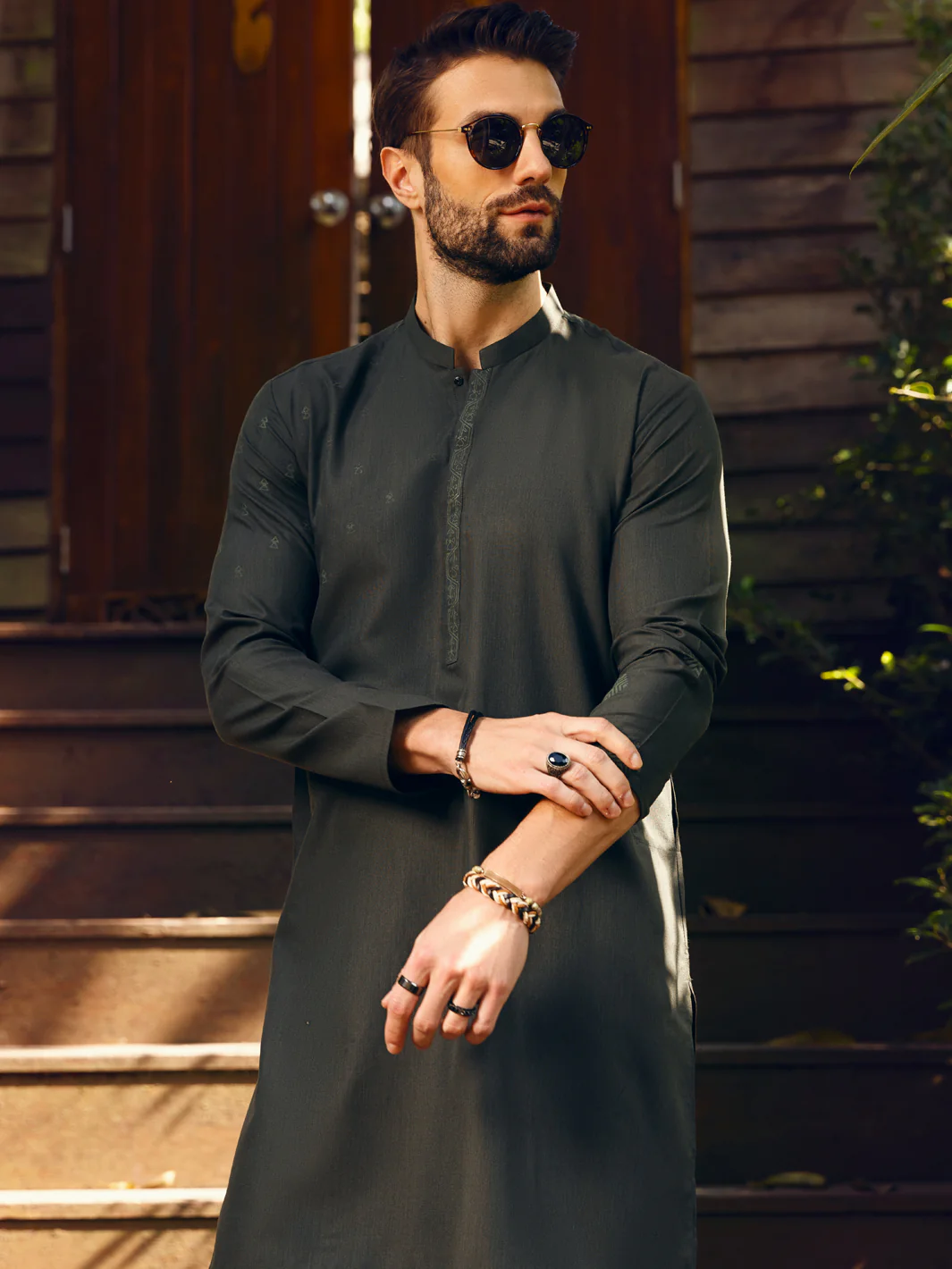 Green Kurta - AL-K-1093 - Image 3