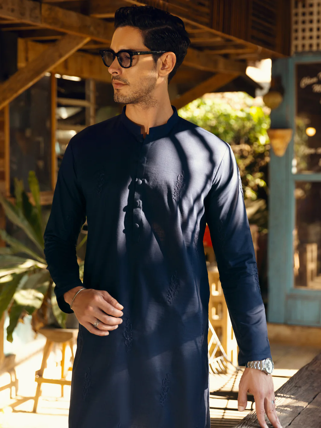 Navy Blue Kurta - AL-K-1103A - Image 2