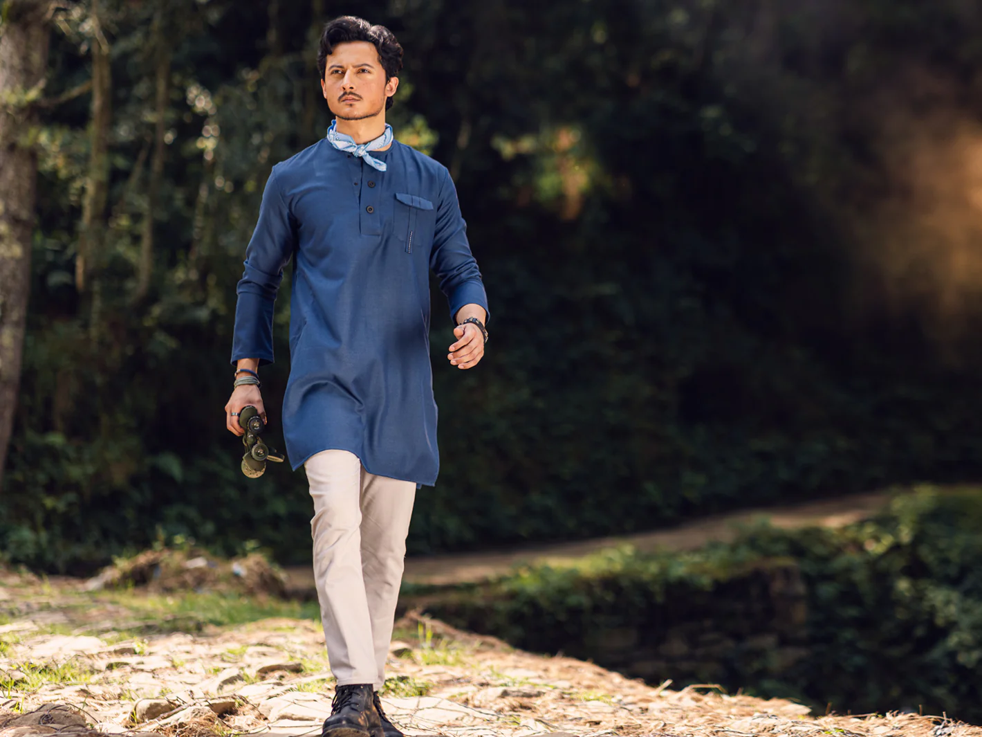 Blue Kurta - AL-K-1110B - Image 4