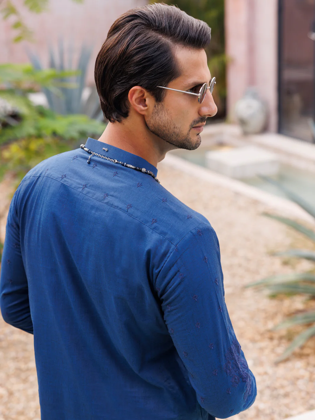 Dark Blue Cotton Kurta - AL-K-1136 - Image 2