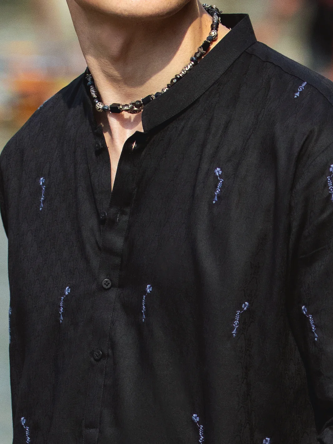 Black Cotton Kurta - AL-K-1147D - Image 3