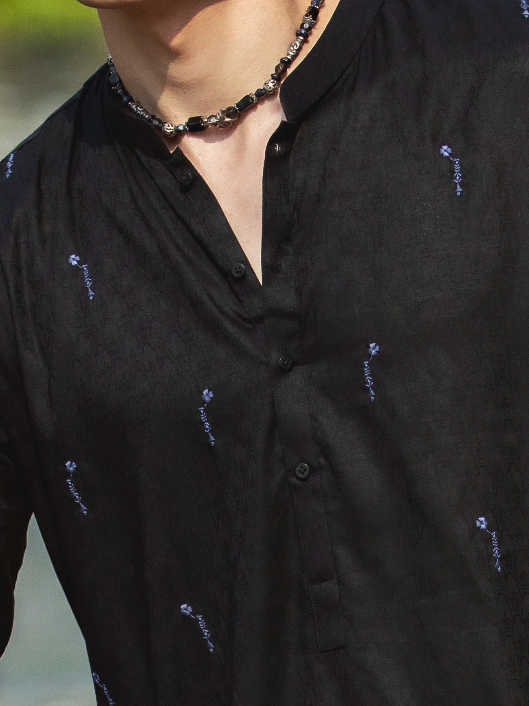 Black Cotton Kurta - AL-K-1147D - Image 4