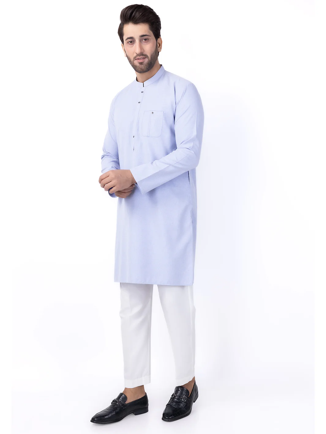 Light Blue Blended Kurta - AL-K-1153