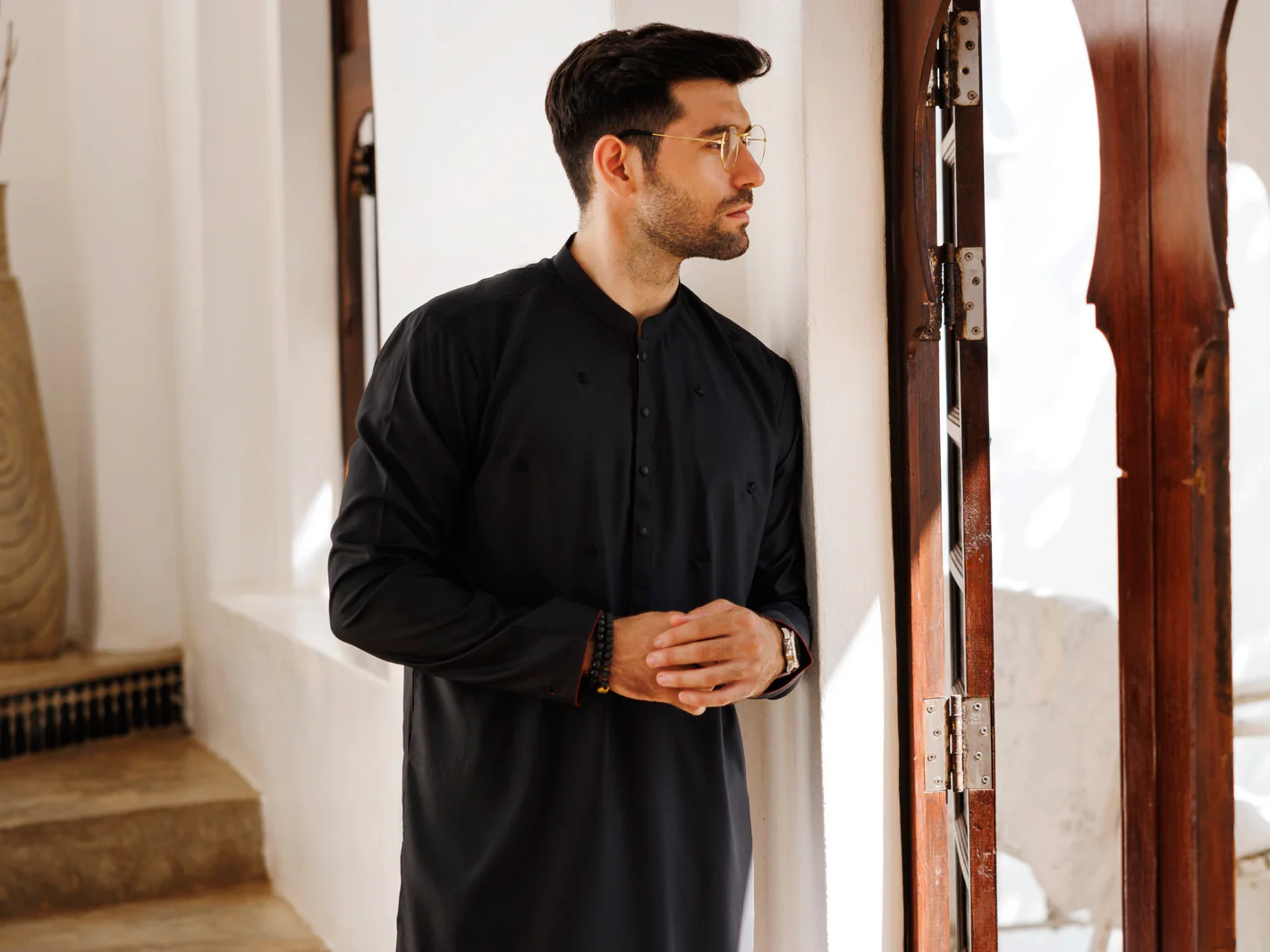 Black Blended Kurta - AL-K-1168C - Image 5