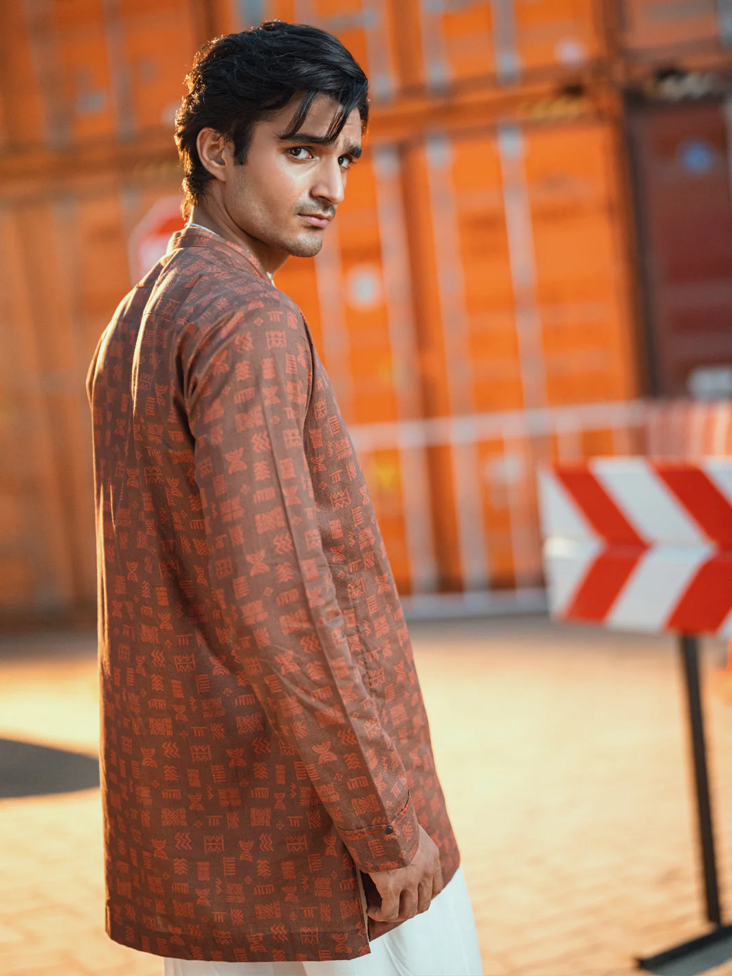 Brown Cotton Plain Kurta - AL-K-1197 - Image 2