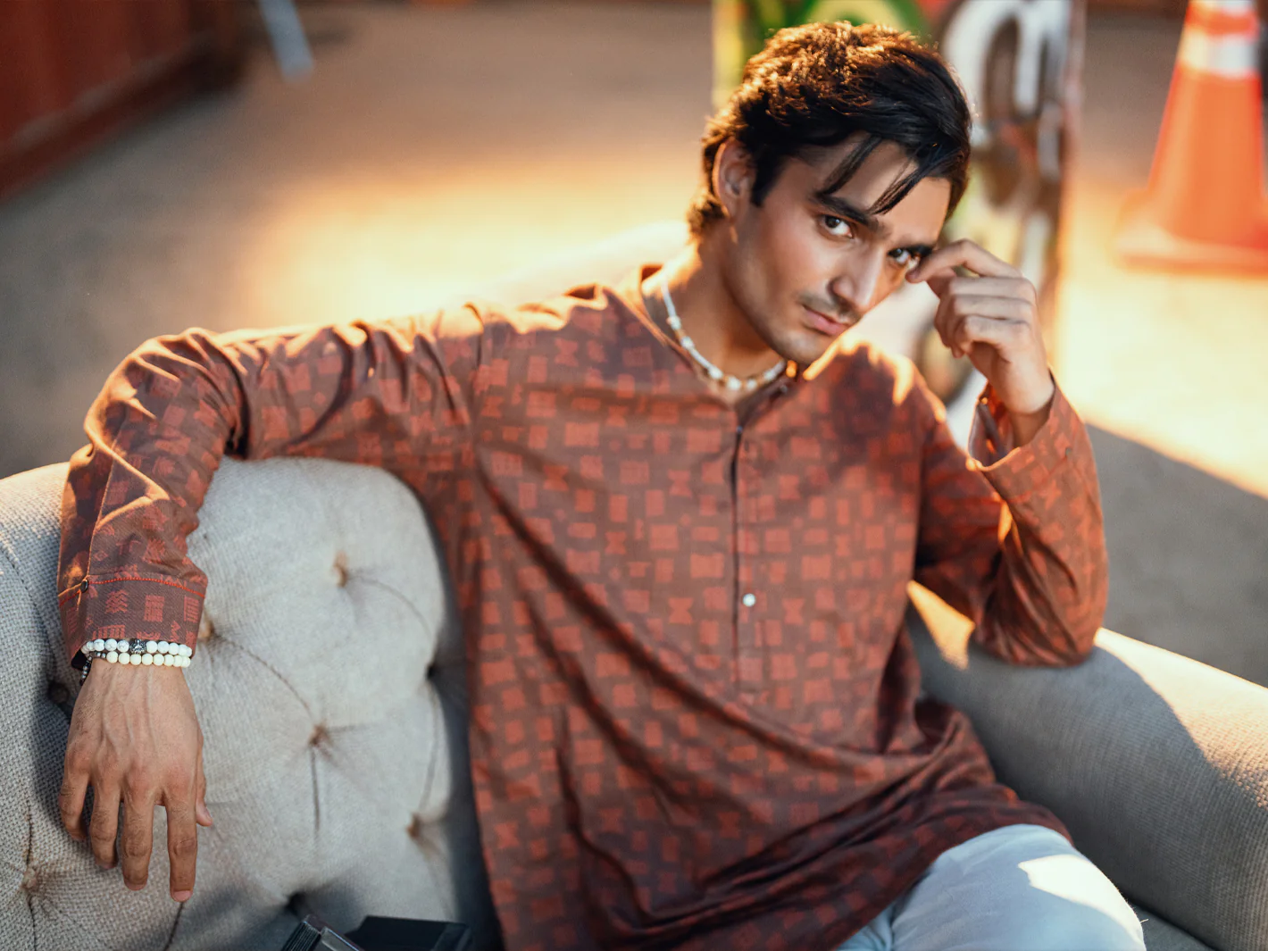 Brown Cotton Plain Kurta - AL-K-1197 - Image 5