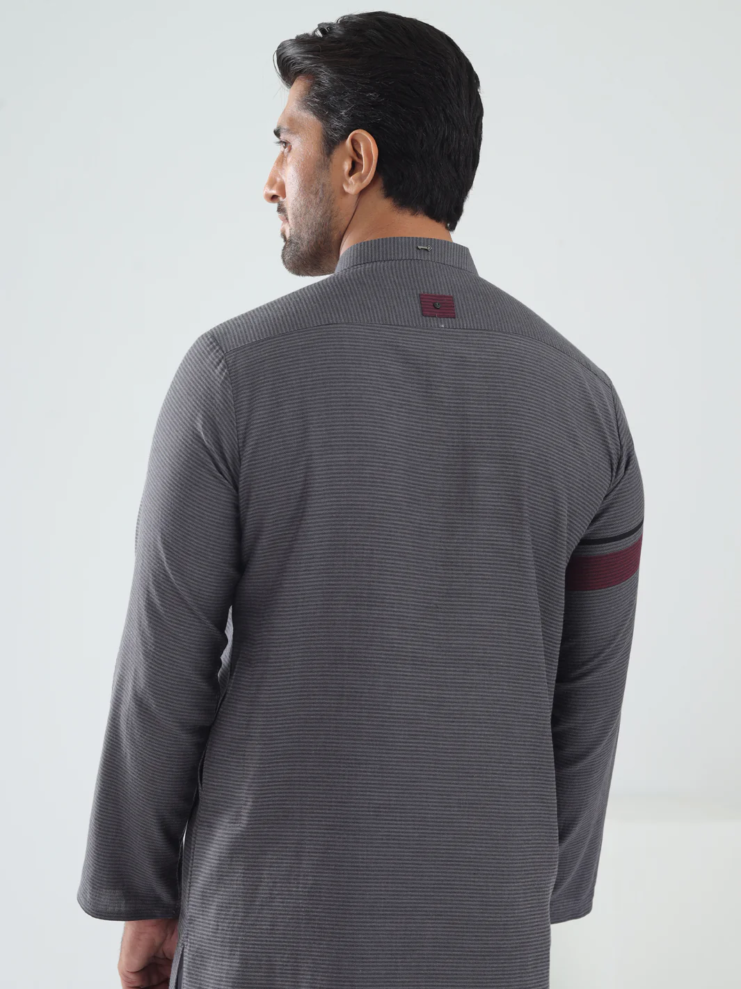 Grey Cotton Kurta - AL-K-1202 - Image 4