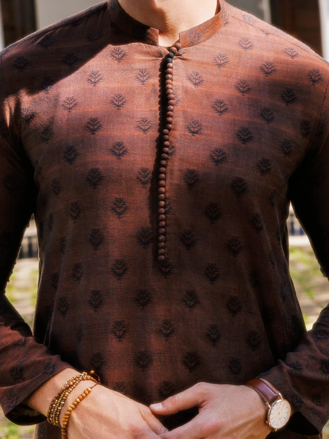 Brown Cotton Kurta - AL-K-1231 - Image 3