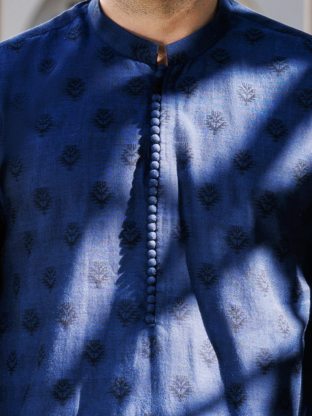 Blue Cotton Kurta - AL-K-1233 - Image 4