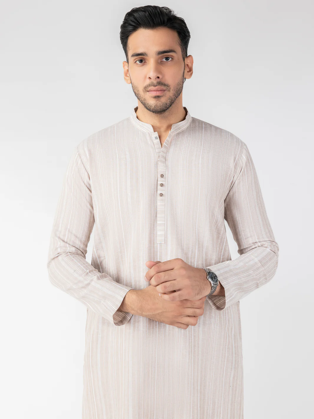 Beige Blended Kurta - AL-K-1247 - Image 2
